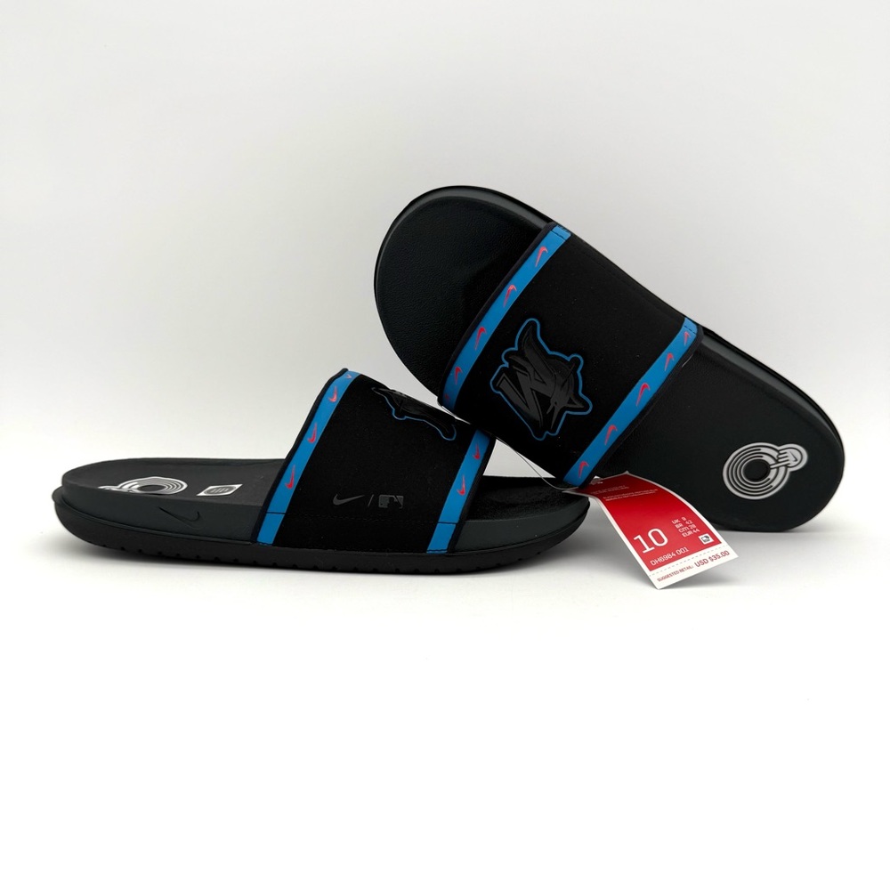 NIB NWT New Nike Mens MLB x OffCourt Slide Miami Marlins 10 Sandals Flip Flops - Picture 2 of 7